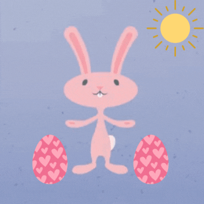 Lihavõttepühade GIF kaart roosade südametega