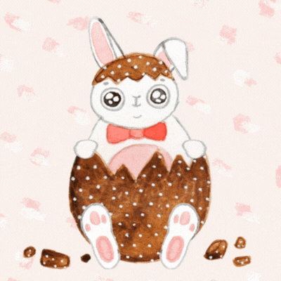 Šokolaadijäätisega jänese GIF lihavõttekaart