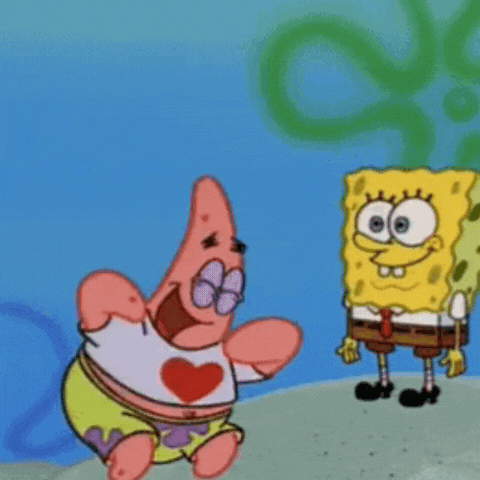 Naljakas sõbrapäeva GIF kaart Patricku ja Spongebobiga