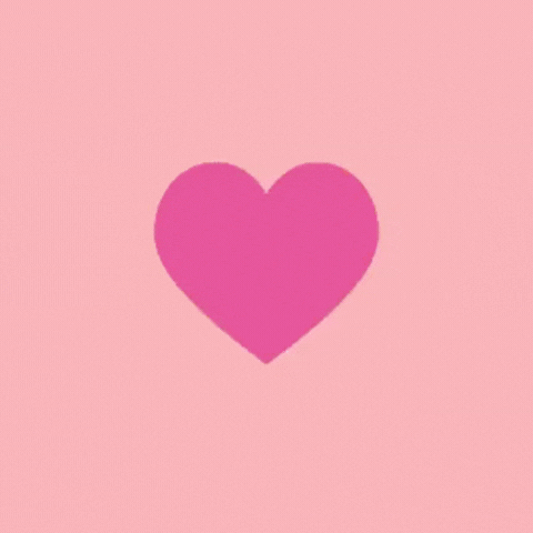 Roosa südamega GIF sõbrapäevakaart