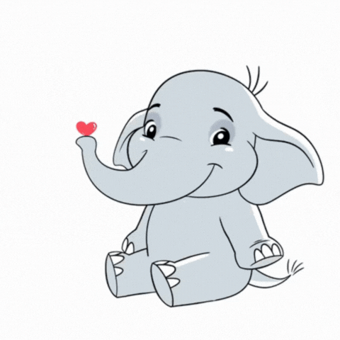 Sõbrapäeva GIF kaart armsa elevandiga