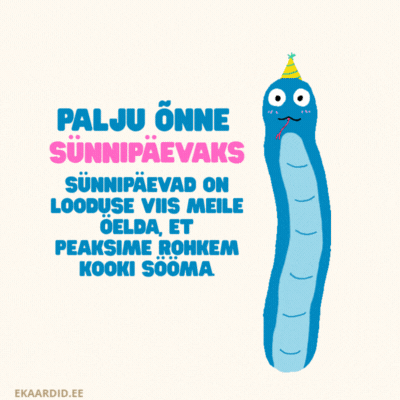 Humoorikas sünnipäevakaart ussikesega GIF