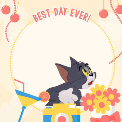 Humoorikas Tom ja Jerry sünnipäevakaart GIF