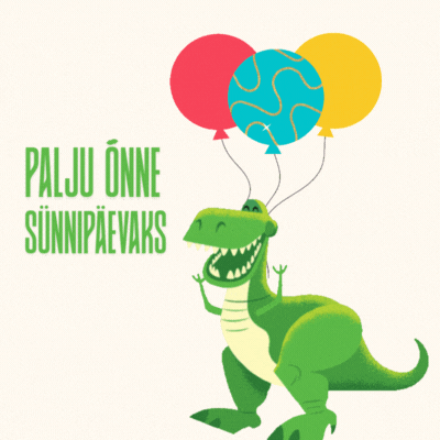 Lõbus dinosaurus sünnipäevakaart GIF