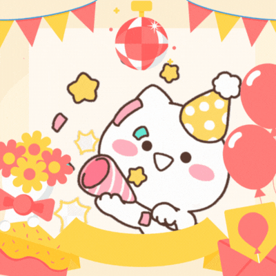 Lõbus sünnipäevakaart armsa kassiga GIF