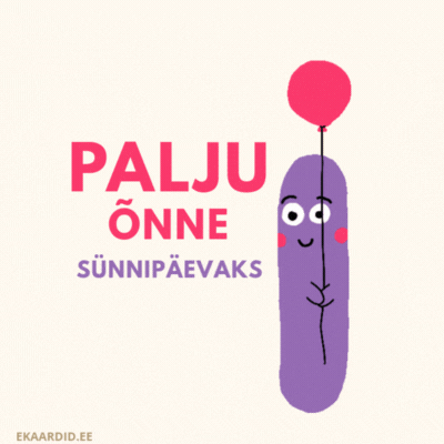 Lõbus sünnipäevakaart lilla tegelasega GIF