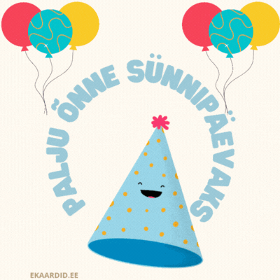 Lõbus sünnipäevakaart õhupallidega GIF