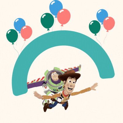 Lõbus sünnipäevakaart Toy Story tegelastega GIF