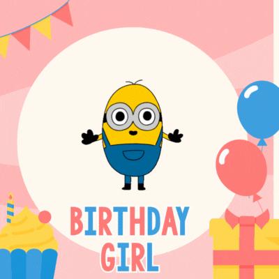 Minioni sünnipäevakaart tüdrukule GIF