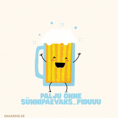Naljakas õllega sünnipäevakaart GIF