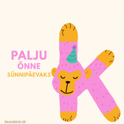 Roosa ahviga sünnipäevakaart GIF