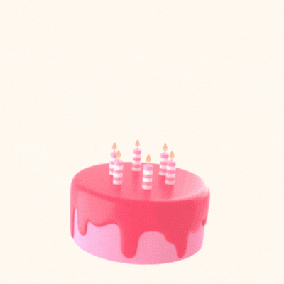 Roosa tordiga sünnipäevakaart GIF