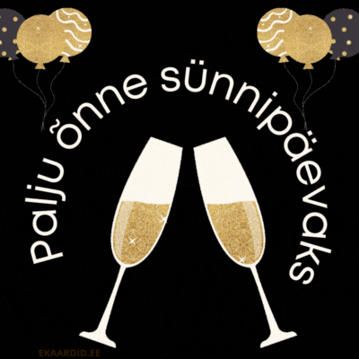 Sünnipäevakaart šampanjapudelitega
