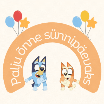 Sünnipäevakaart Bluey ja Bingoga GIF