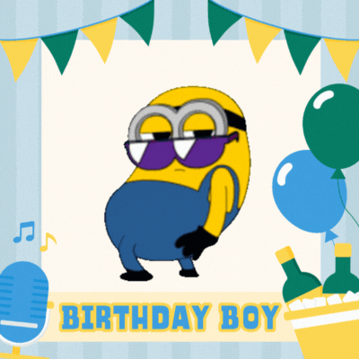 Sünnipäevakaart lahedate päikeseprillidega Minioni tegelasega GIF