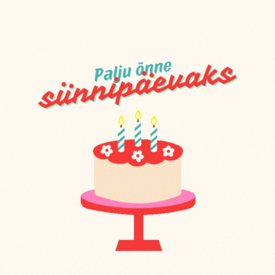 Sünnipäevakaart punase tordiga GIF