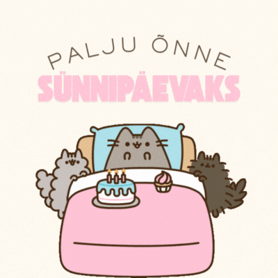 Sünnipäevakaart Pusheen kassidega GIF
